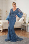 Prom Dresses Long Formal Beaded Prom Dress Blue