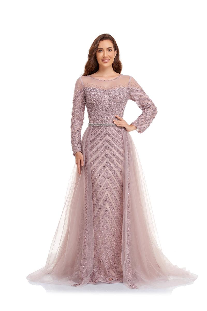 Formal Dresses Long Sleeve Formal Evening Dress Dusty Rose