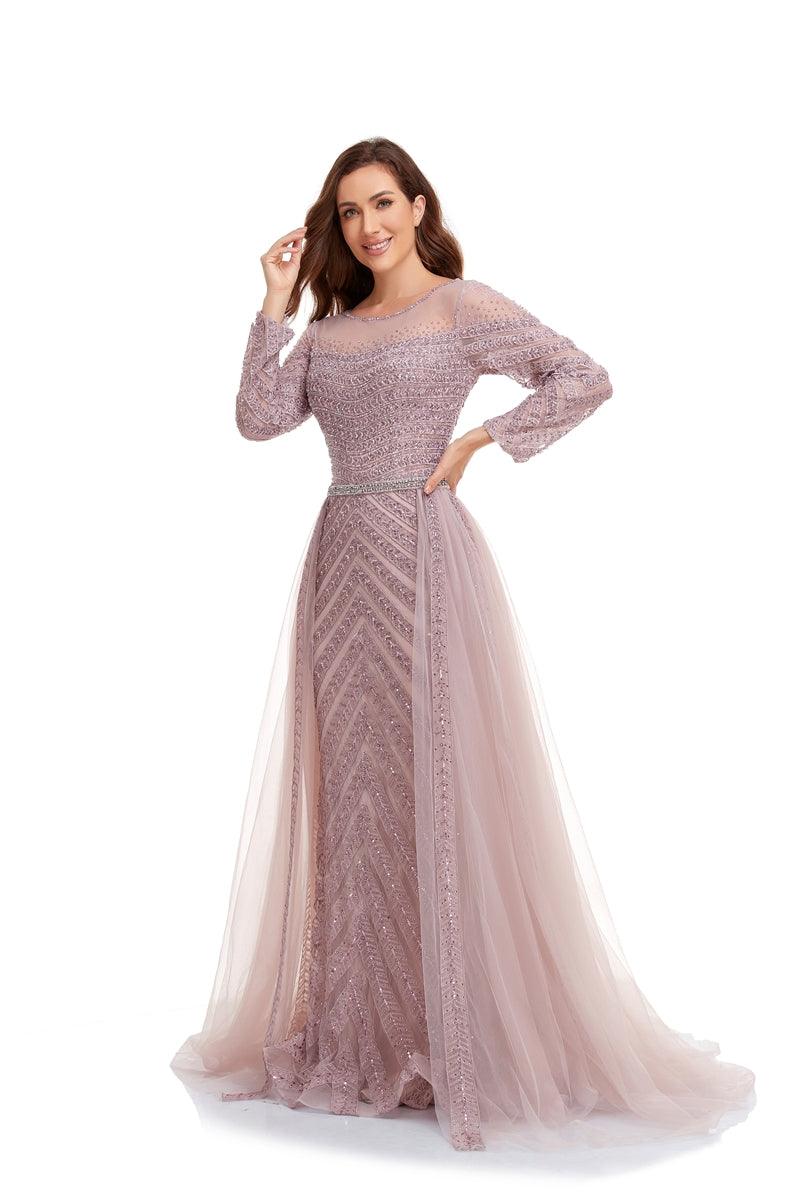 Formal Dresses Long Sleeve Formal Evening Dress Dusty Rose