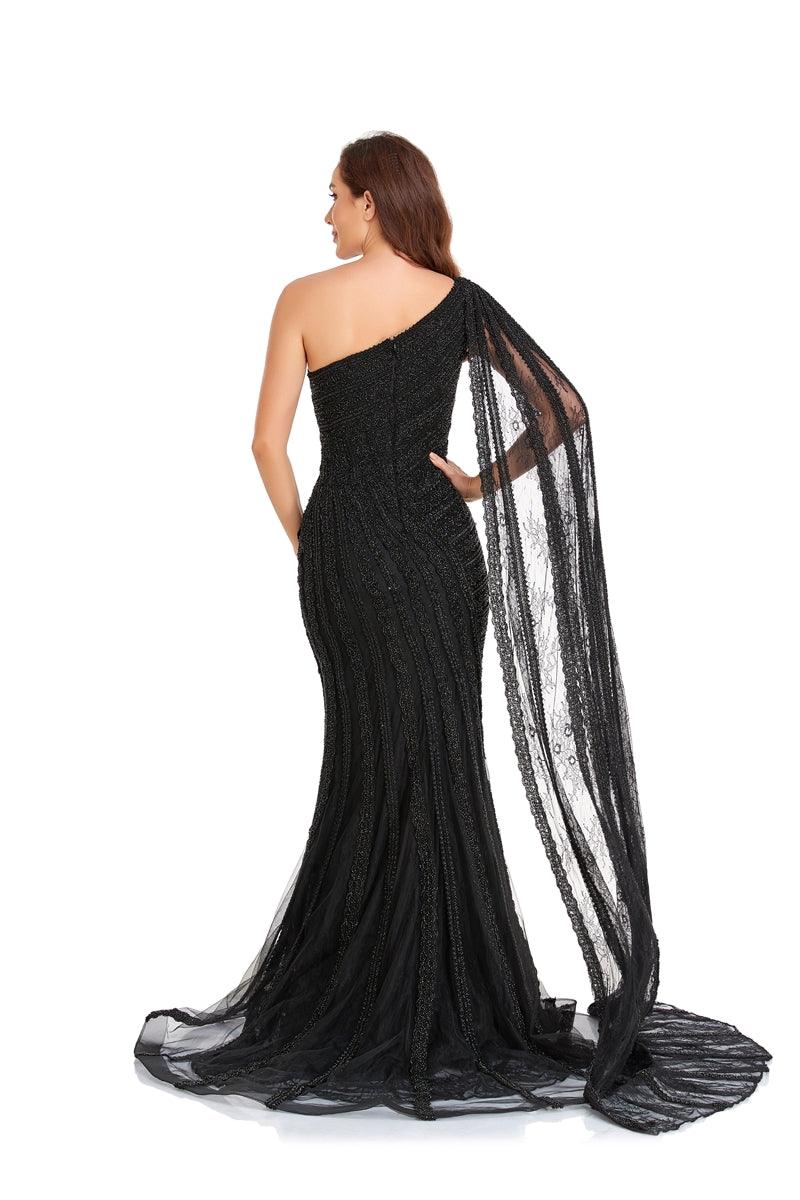 Prom Dresses Long One Shoulder Formal Prom Dress Black