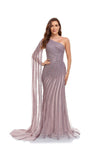 Prom Dresses Long One Shoulder Formal Prom Dress Dusty Rose