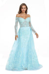 Prom Dresses Prom Long Off Shoulder Ball Gown Baby Blue