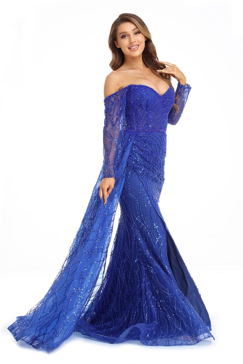 Prom Dresses Prom Long Off Shoulder Formal Dress Royal Blue