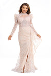 Prom Dresses Long Sleeve Formal Prom Gown Pink