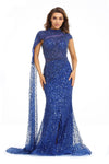 Prom Dresses Prom Long Cap Sleeve Beaded Formal Dress Royal