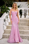 Prom Dresses Long Prom Sequin Formal Dress Pink Multi