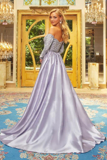 Prom Dresses Long Formal Off Shoulder Prom Dress Silver