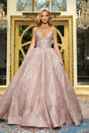 Prom Dresses Long Spaghetti Strap Prom Ball Gown Rose Gold