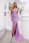 Prom Dresses Long One Shoulder Fitted Prom Gown Lilac