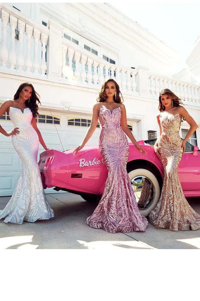 Prom Dresses Long Strapless Mermaid Prom Dress Champagne Ivory Multi Blush