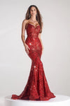 Prom Dresses Long Strapless Mermaid Prom Dress Red