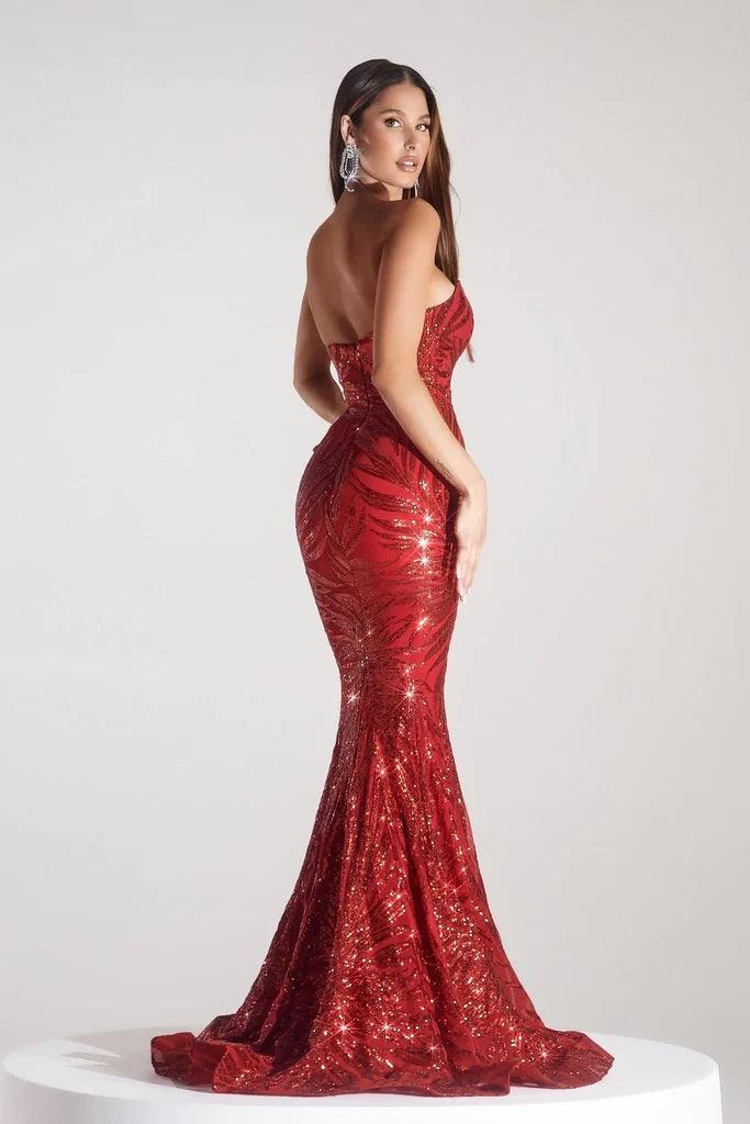 Prom Dresses Long Strapless Mermaid Prom Dress Red