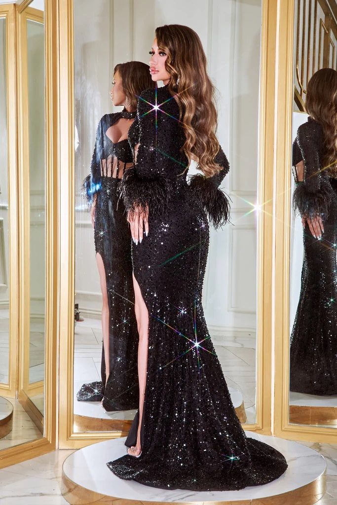 Prom Dresses Long Sleeve Fitted Prom Dress Black