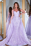 Prom Dresses Long Mermaid Overskirt Prom Gown Lilac