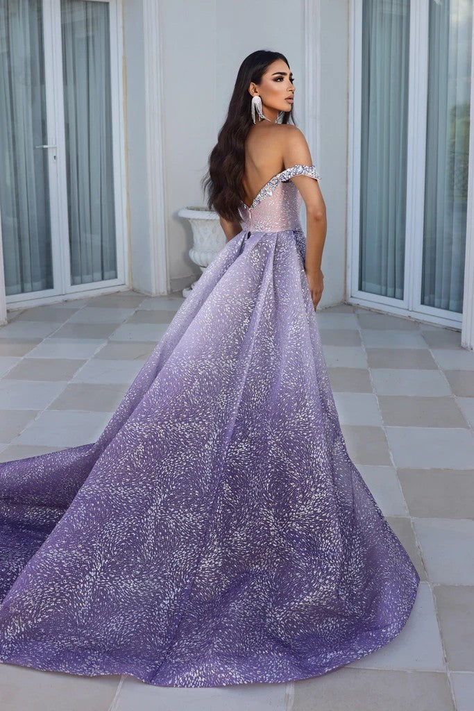 Prom Dresses Long Off Shoulder Overskirt Prom Gown Lilac