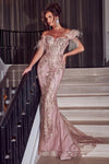 Prom Dresses Long Feather Off Shoulder Prom Dress Rose Gold