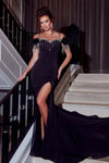 Prom Dresses Long Off Shoulder Beaded Mermaid Gown Black