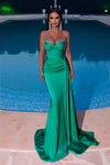 Prom Dresses Long Spaghetti Strap Beaded Prom Gown Emerald