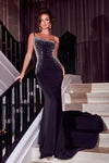 Prom Dresses Long One Shoulder Fitted Prom Dress Black