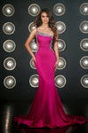 Prom Dresses Long One Shoulder Fitted Prom Dress Hot Pink