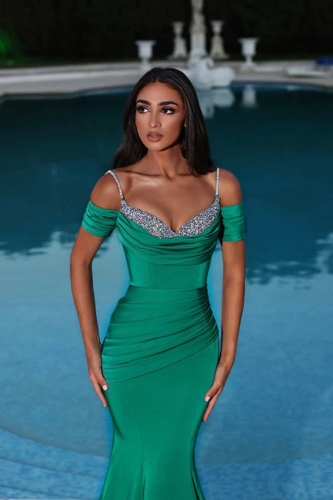 Prom Dresses Long Beaded Mermaid Prom Gown Emerald