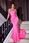 Prom Dresses Long Beaded Mermaid Prom Gown Hot Pink