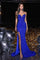 Prom Dresses Long Strapless Fitted High Slit Prom Gown Cobalt