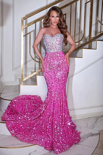 Pink Silver Portia and Scarlett PS23641 Long Strapless Sweetheart ...