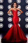 Prom Dresses Long Strapless Satin Mermaid Prom Gown Red