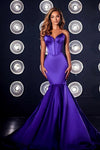 Prom Dresses Long Strapless Satin Mermaid Prom Gown Purple