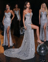 Prom Dresses Long Formal Fitted Prom Gown Silver