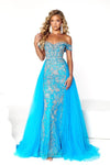 Prom Dresses Long Off Shoulder Overskirt Prom Gown Blue