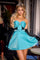 Cocktail Dresses Short Strapless Homecoming Taffeta Dress Black Turquoise