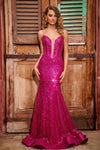 Prom Dresses Formal Beaded Prom Long Dress Hot Pink