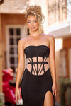 Prom Dresses Long Formal Strapless Fitted Prom Dress Black