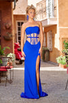 Prom Dresses Long Formal Strapless Fitted Prom Dress Cobalt