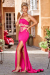 Prom Dresses Long Formal Strapless Fitted Prom Dress Hot Pink