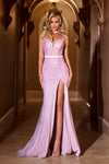 Prom Dresses Formal Glitter Prom Long Dress Pink