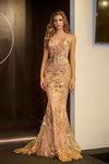 Prom Dresses Formal Beaded Long Prom Dress Gold