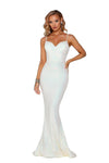 Prom Dresses Long Spaghetti Strap Fitted Prom Gown White