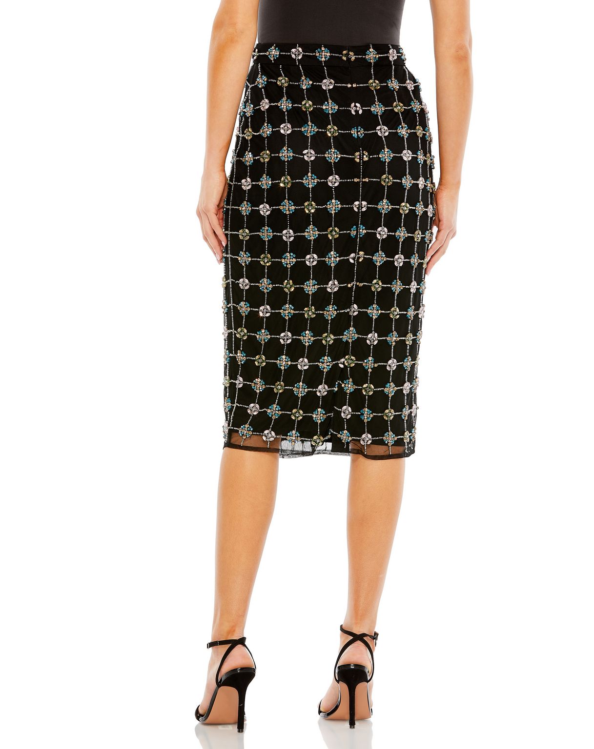 Skirt Embellished Rhinestones Geometrical Skirt Only Black