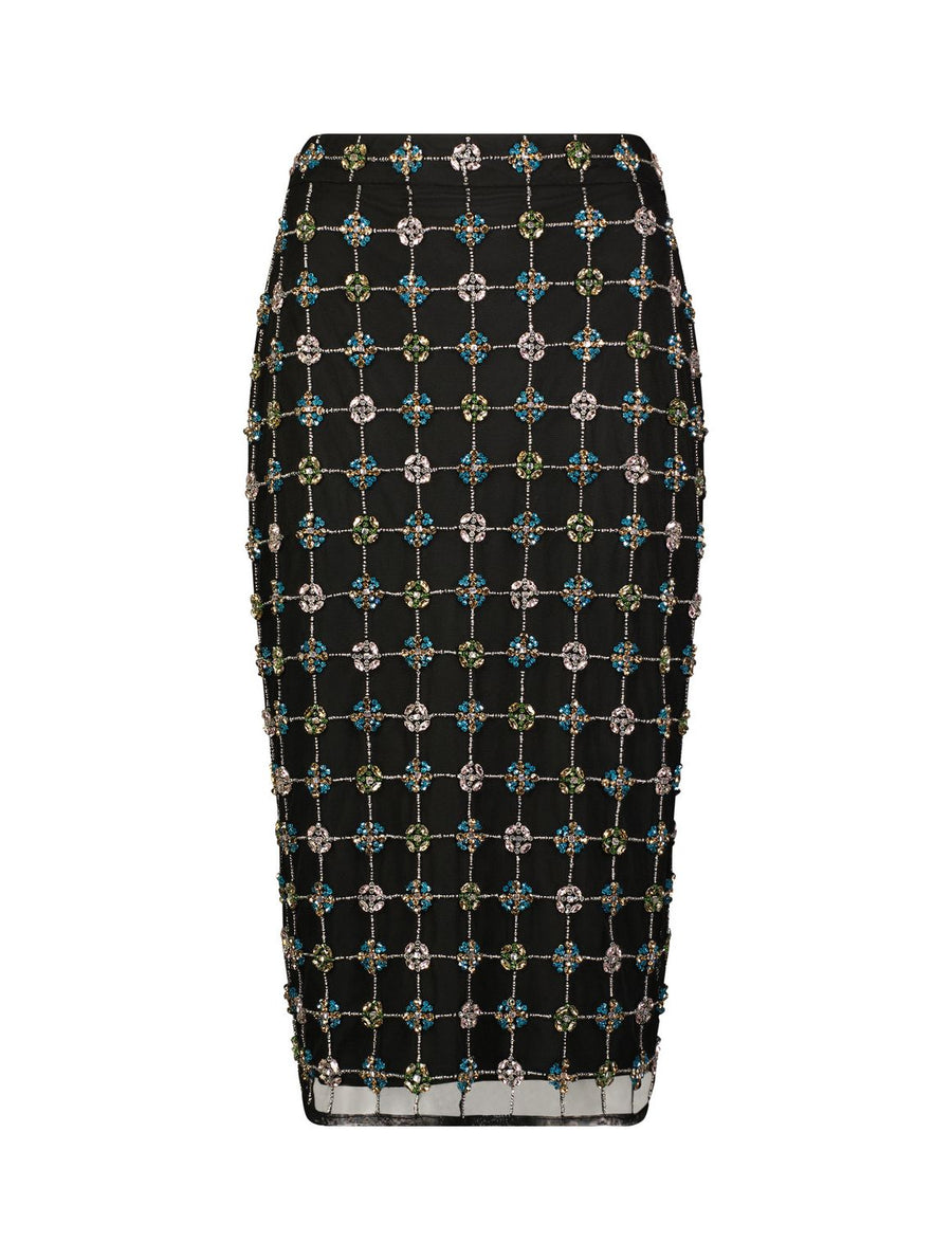 Skirt Embellished Rhinestones Geometrical Skirt Only Black