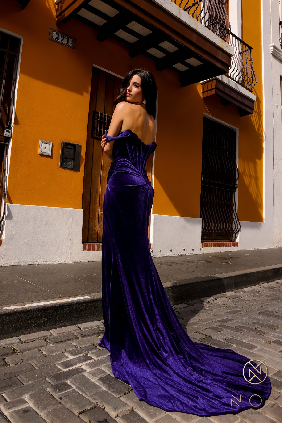 Dark Royal Blue Nox Anabel R1244 Long Formal Velvet Evening Prom Dress for  $225.0 – The Dress Outlet