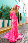 Prom Dresses Long Sequins Mermaid Prom Gown Fuchsia