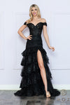 Prom Dresses Fitted Long Ruffled Prom Dress Black