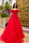 Prom Dresses Long Fitted A Line Petite Prom Gown Red