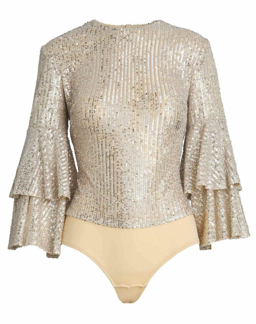 Top Long Sleeve Formal Sequin Top Nude