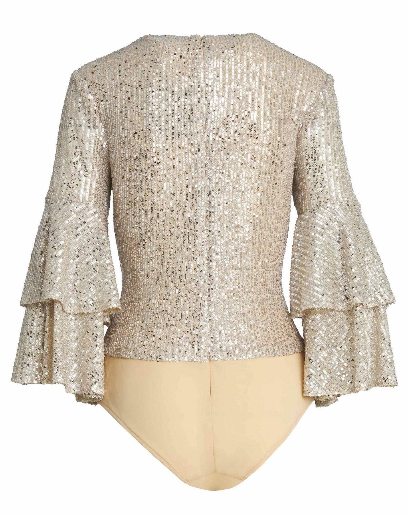 Top Long Sleeve Formal Sequin Top Nude