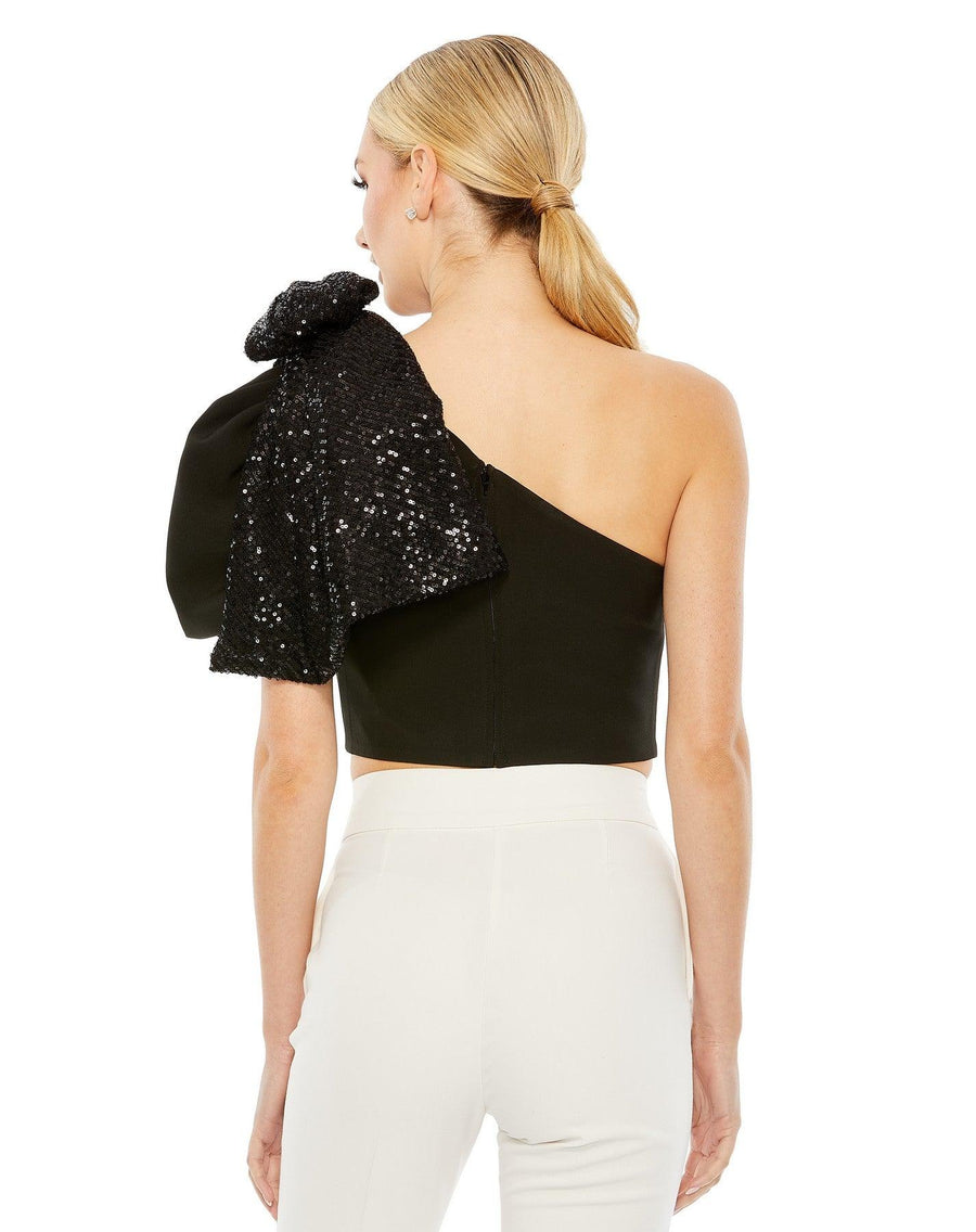 Top Formal One Shoulder Top Black