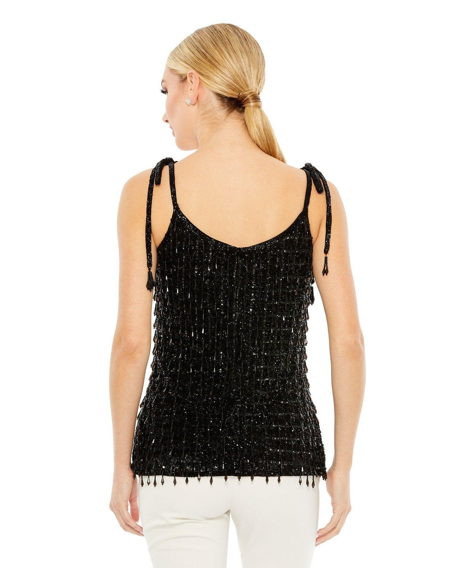 Top Formal Spaghetti Strap Beaded Top Black